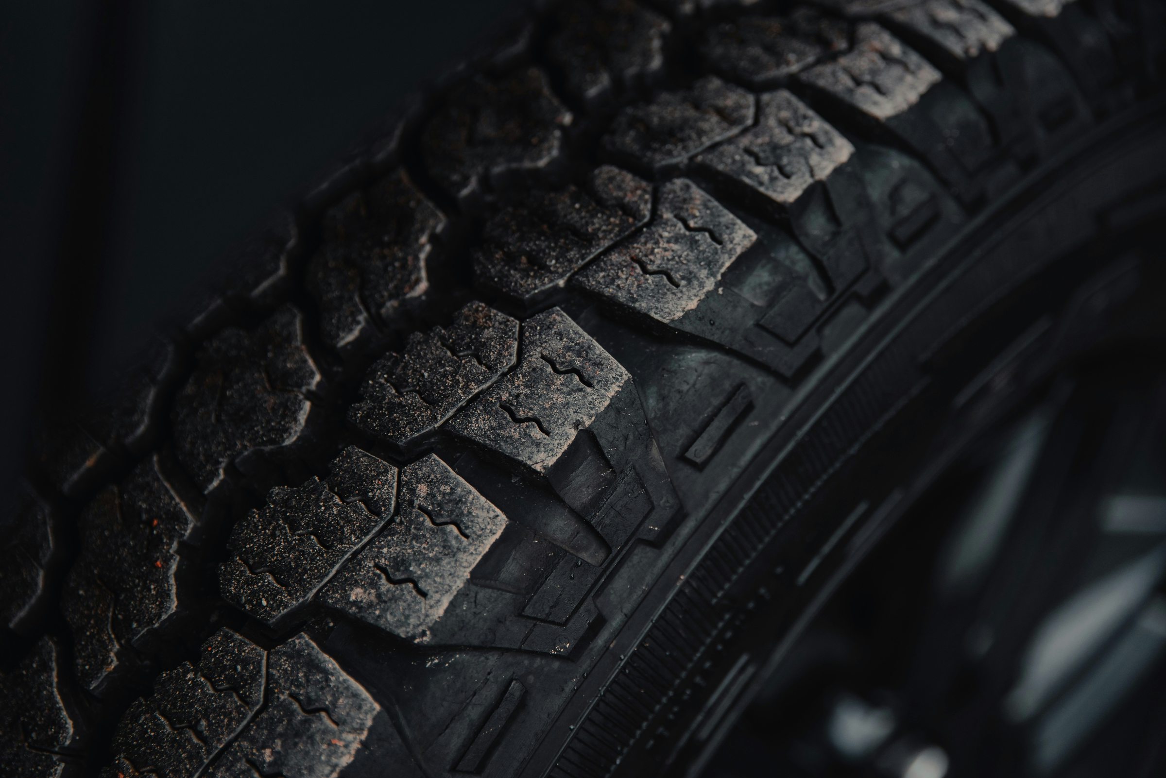 Close-up photograph of tire tread